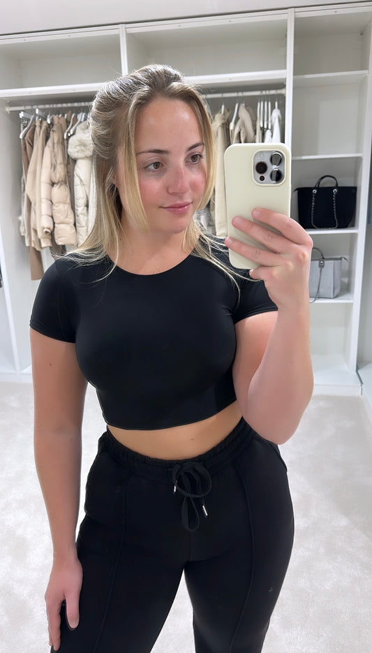 Black double lined cropped top