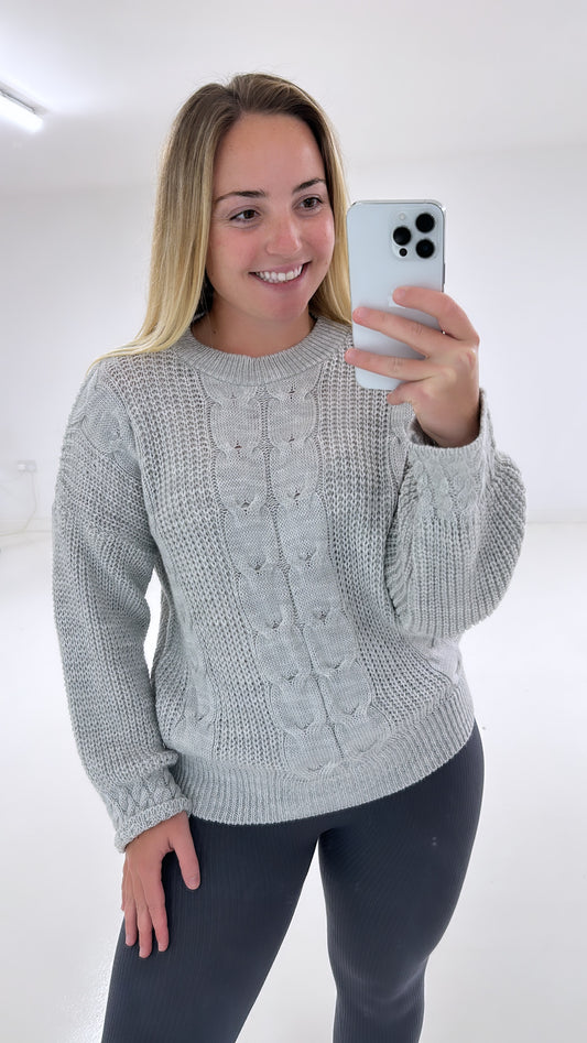 Light grey cable knit jumper