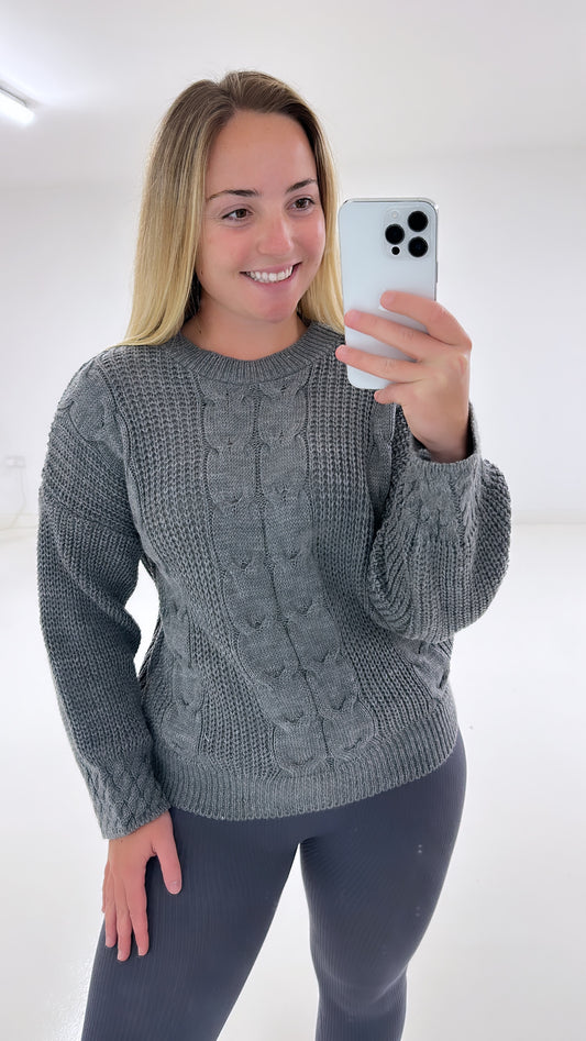 Charcoal grey cable knit jumper