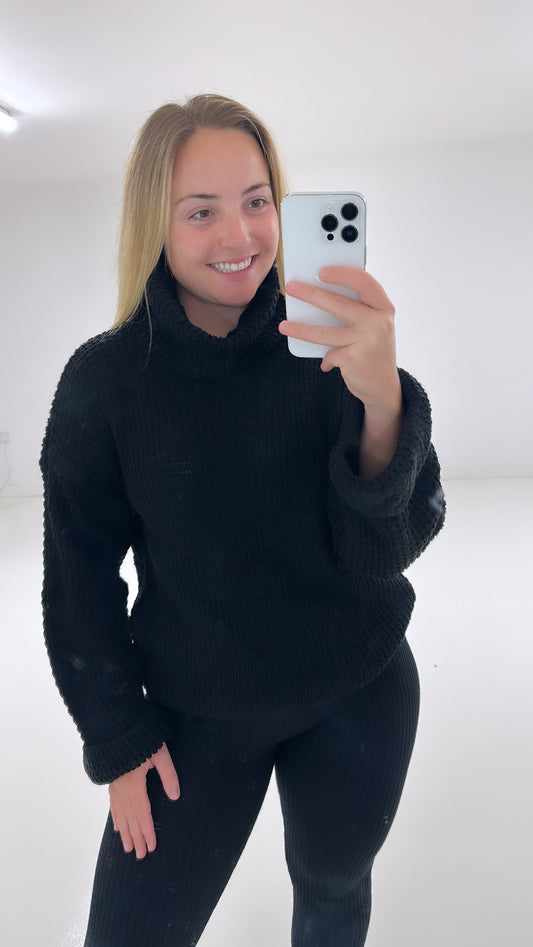 Black chunky roll neck jumpers