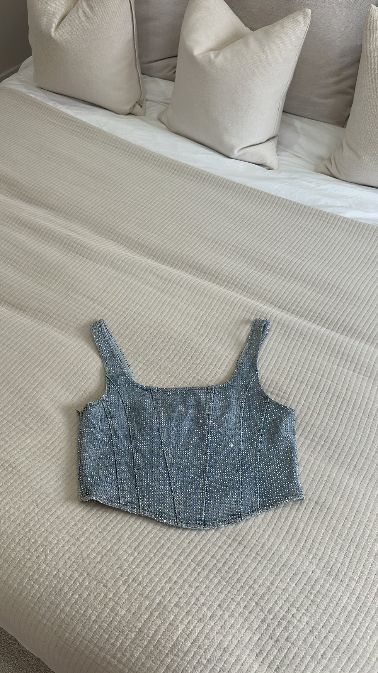 Diamond denim top