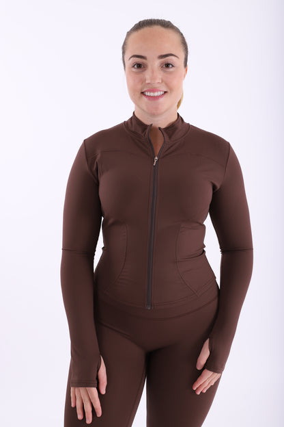 Chocolate brown smooth and sculpt zip up jacket