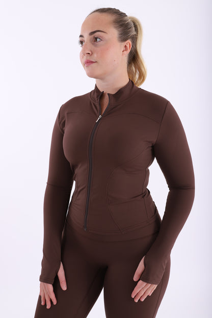 Chocolate brown smooth and sculpt zip up jacket