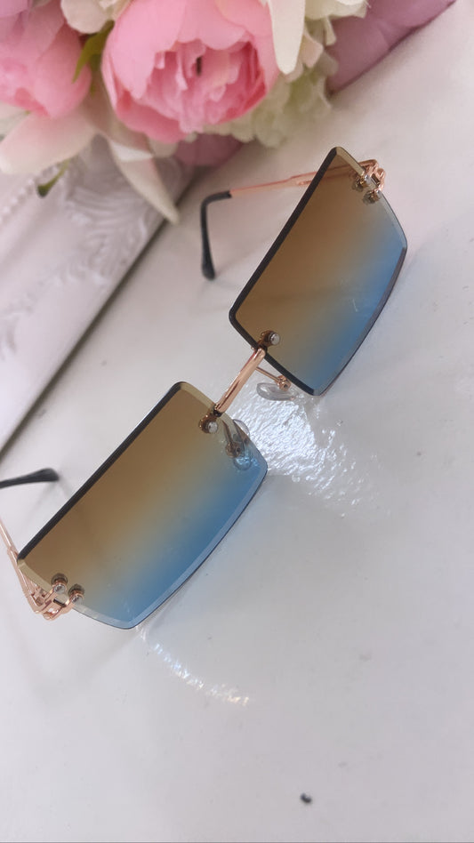 Blue and brown faded sunglasses